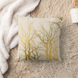 Gold Tree Branches Pattern Beige Background Kussen