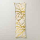 Gold Tree Branches Pattern Beige Background Lichaamskussen (Achterkant (Verticaal))