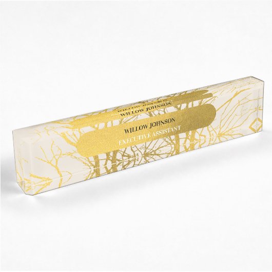 Gold Tree Branches Pattern Beige Background Naambordje