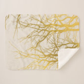 Gold Tree Branches Pattern Beige Background Sherpa Deken (Voorkant (horizontaal))