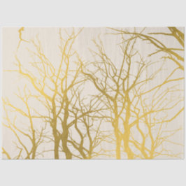 Gold Tree Branches Pattern Beige Background Tissuepapier