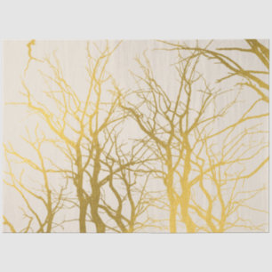 Gold Tree Branches Pattern Beige Background Tissuepapier