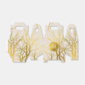 Gold Tree Branches Pattern Beige Monogram Bedankdoosjes (Uitgevouwen)