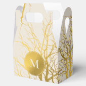 Gold Tree Branches Pattern Beige Monogram Bedankdoosjes (Geopend)