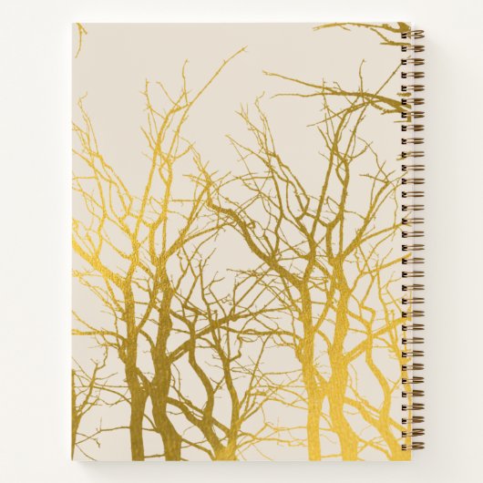 Gold Tree Branches Pattern Beige Monogram Notitieboek (Achterkant)