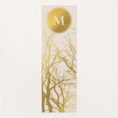 Gold Tree Branches Pattern Beige Monogram Yogamat (Voorkant)