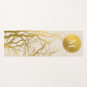 Gold Tree Branches Pattern Beige Monogram Yogamat (Voorkant (horizontaal))