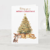 Gold Tree Chihuahua Puppy Dog Christmas Card Feestdagen Kaart (Voorkant)