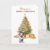 Gold Tree Dalmatische Puppy Kerst Kaart (Voorkant)