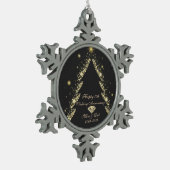 Gold Tree, Diamond 10th Wedding Jubileum Tin Sneeuwvlok Ornament (Links)