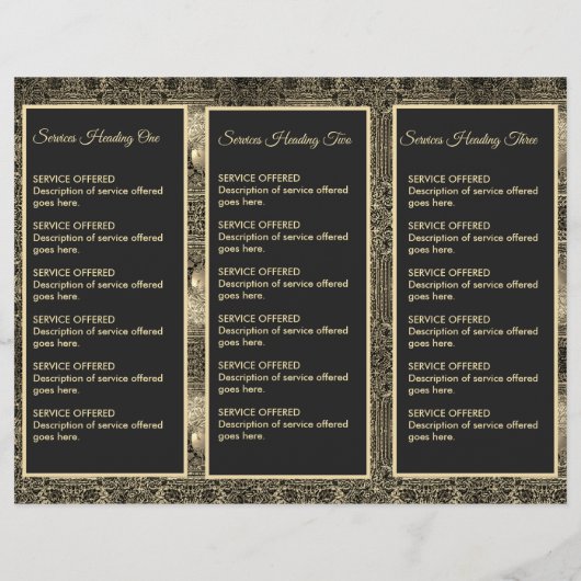 Gold Tree en Black Menu & Prijzen (Achterkant)