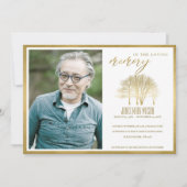 GOLD TREE FOTO SYMPATHY MEMORIAL SERVICE INVITE BEDANKKAART (Voorkant)
