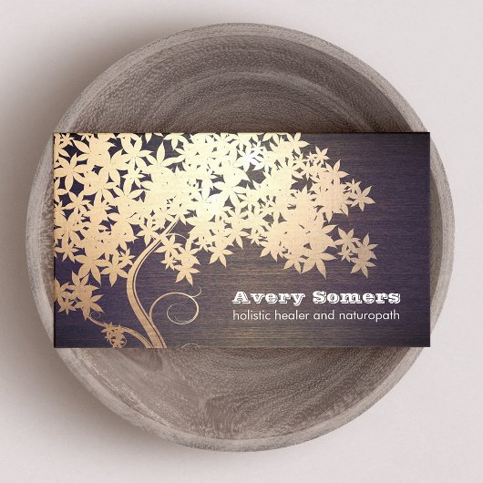 Gold Tree Holistic Healer Naturopath Wood Kijk uit Visitekaartje