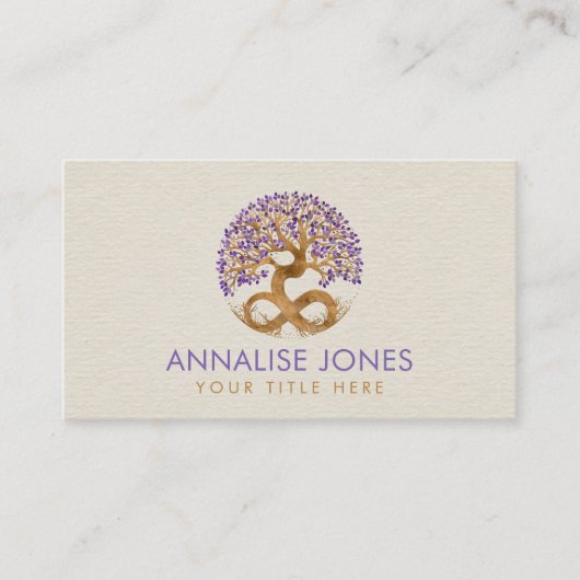 Gold Tree - Infinity - Amethyst Leaves Bus Visitekaartje (Voorkant)