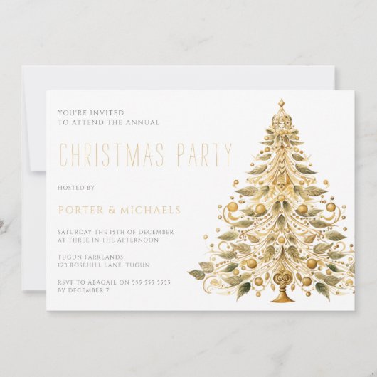Gold Tree Jaarlijks Corporate Christmas Party Kaart (Voorkant)