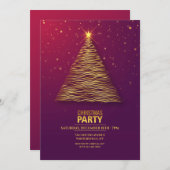 Gold Tree kerstfeest uitnodiging (Voorkant / Achterkant)