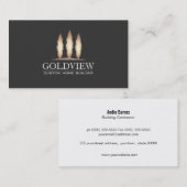 Gold Tree Logo Building Contractor Elegant Black Visitekaartje (Voorkant / Achterkant)