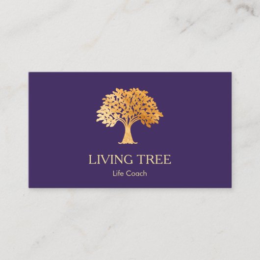 Gold Tree Logo Life Coach Health and Wellness Bu Visitekaartje (Voorkant)