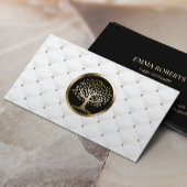 Gold Tree Logo Modern White Quilts Salon & SPA Visitekaartje