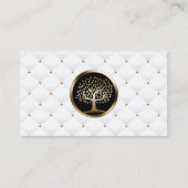 Gold Tree Logo Modern White Quilts Salon & SPA Visitekaartje (Voorkant)