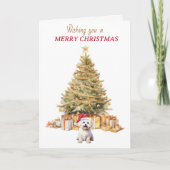 Gold Tree Maltese Dog Christmas Kaart (Voorkant)