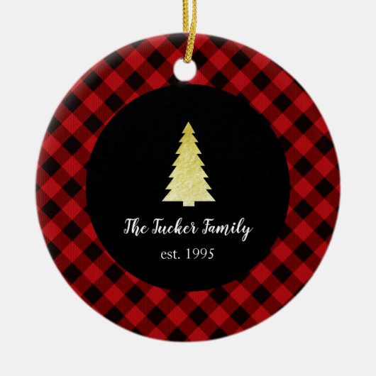 Gold Tree Merry kerstbuffalo Pset Keramisch Ornament (Voorkant)