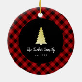 Gold Tree Merry kerstbuffalo Pset Keramisch Ornament (Achterkant)