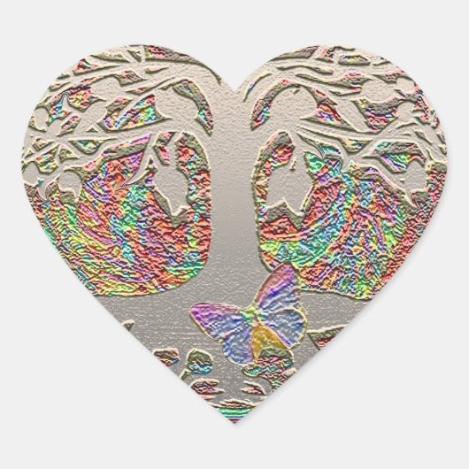 Gold Tree met Butterly Hart Sticker (Voorkant)