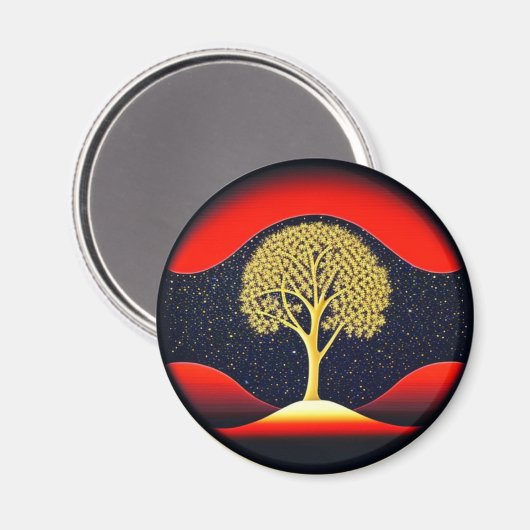 Gold Tree met Starry Background Magnet (Voorkant / Achterkant)