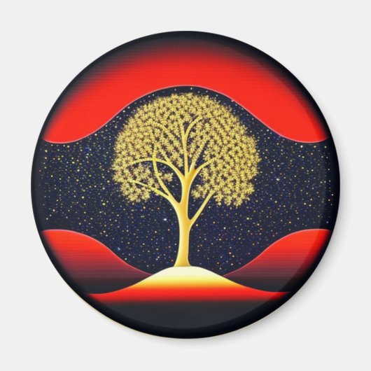 Gold Tree met Starry Background Magnet (Voorkant)
