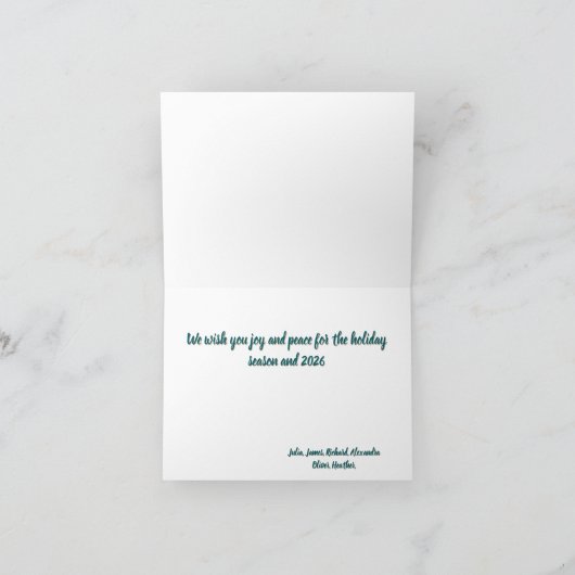 Gold Tree Minimal Donkerrood Vrolijke Kerstfoto Kaart (Binnen)