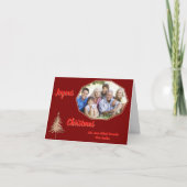 Gold Tree Minimal Donkerrood Vrolijke Kerstfoto Kaart (Voorkant)