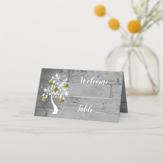 Gold Tree of Hearts Reception Place Card Plaatskaartje (Voorkant)