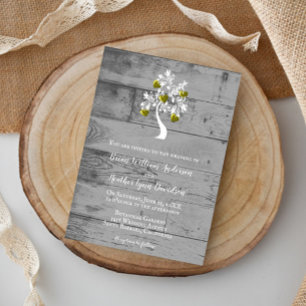 Gold Tree of Hearts Wedding Invitation Kaart