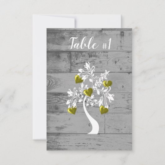 Gold Tree of Hearts Wedding Table Card Kaart (Voorkant)