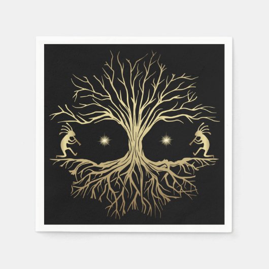 Gold Tree of Kokopelli Southwestern Party Napkins Servet (Voorkant)