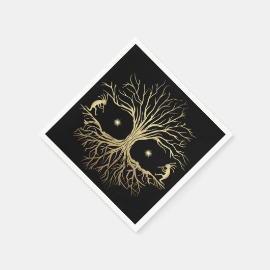 Gold Tree of Kokopelli Southwestern Party Napkins Servet (Hoek)