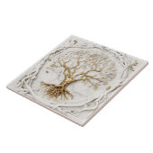 Gold tree of life 3D illustratie op White marble Tegeltje (Zijkant)