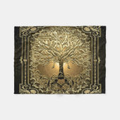 Gold Tree of Life Ancient Rustic Fleece Deken (Voorkant (Horizontaal))