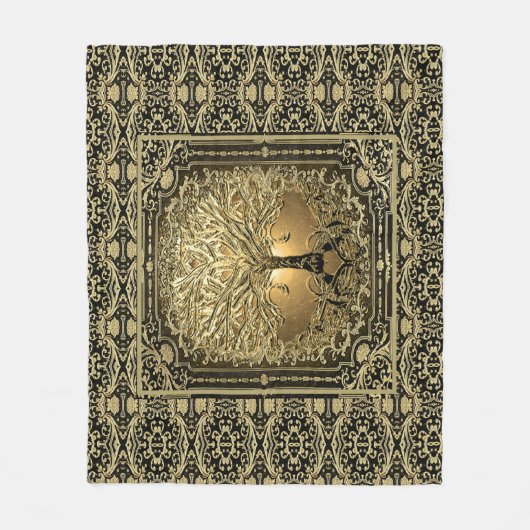 Gold Tree of Life Ancient Rustic Fleece Deken (Voorkant)