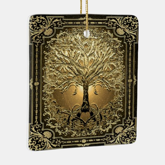 Gold Tree of Life Ancient Rustic Keramisch Ornament (Rechts)