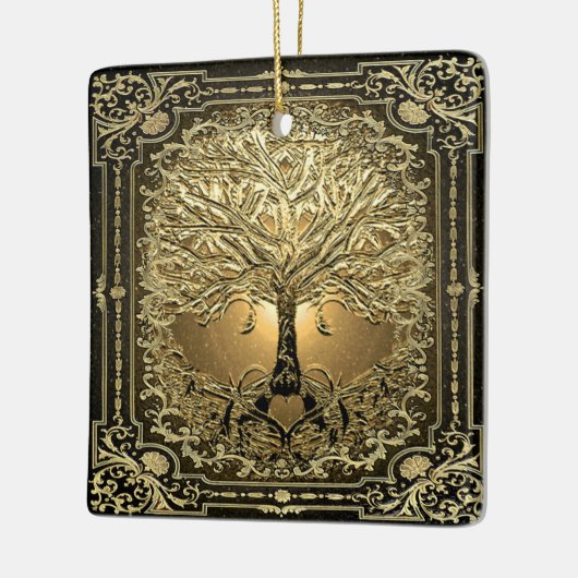 Gold Tree of Life Ancient Rustic Keramisch Ornament (Links)