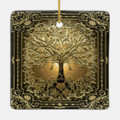 Gold Tree of Life Ancient Rustic Keramisch Ornament (Achterkant)