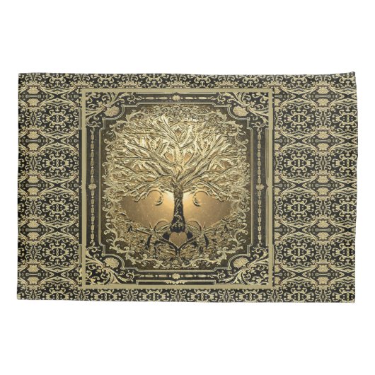 Gold Tree of Life Ancient Rustic Kussensloop (Achterkant)