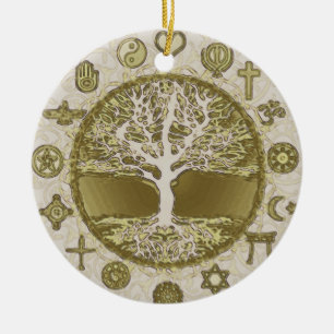 Gold Tree of Life Keramisch Ornament