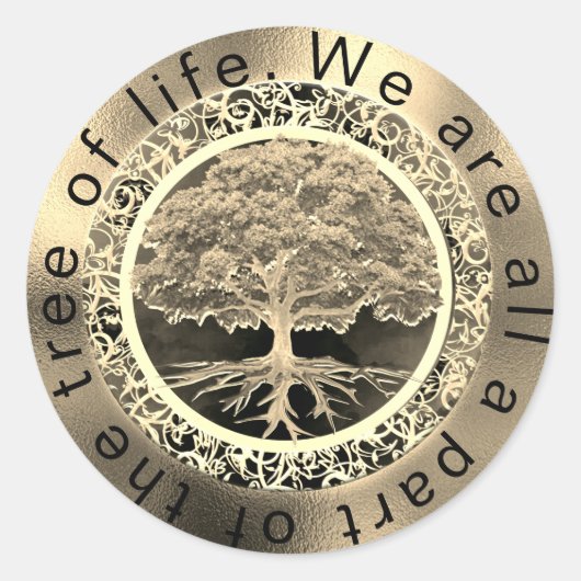 Gold Tree of Life Ronde Sticker (Voorkant)