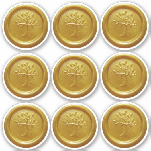 Gold Tree of Life Stickers Wax Seal-achtige Sticke (Voorkant)