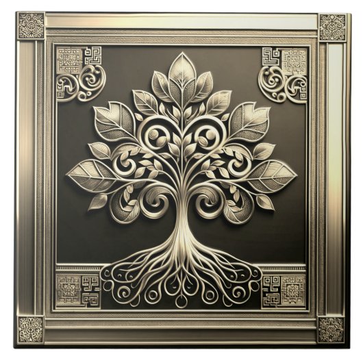 Gold Tree of Life Tegeltje (Voorkant)
