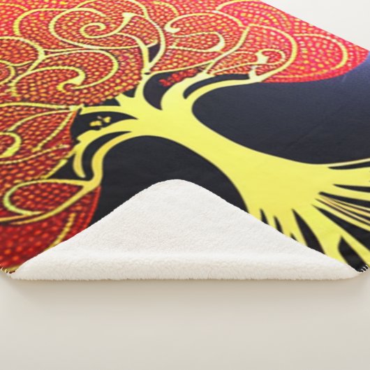 Gold Tree op Navy Background Sherpa Blanket Deken (3/4)