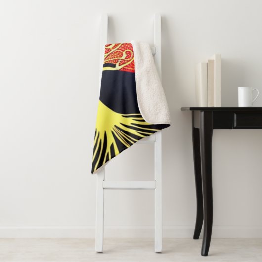 Gold Tree op Navy Background Sherpa Blanket Sherpa Deken (In situ)